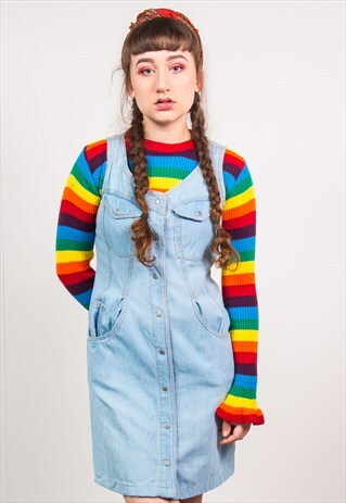 VINTAGE 90'S DENIM PINAFORE DRESS