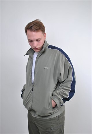 ASICS WINDBREAKER, 90S SPORT JACKET, BLUE STRIPES, SIZE L