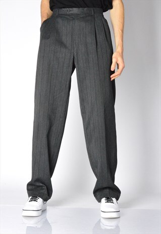 VINTAGE 80S GREY STRIPED PANTS