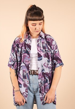 VINTAGE OVERSIZED CRAZY PATTERNED SHIRT /R9061