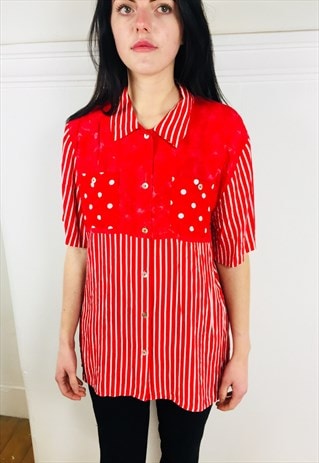 RED SPOTS AND STRIPES SHIRT