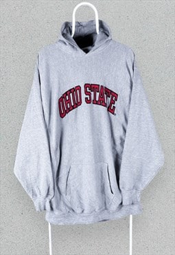 Vintage Grey Reverse Weave Hoodie Ohio State Mens XXL