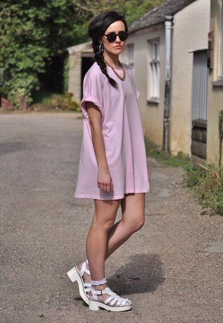 OVERSIZE BABY PINK SUMMER T SHIRT DRESS TOP 4821