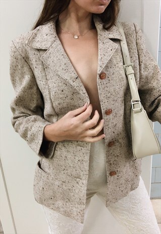 VINTAGE 50S PARISIAN TWEED THICK OUTWEAR BLAZER JACKET