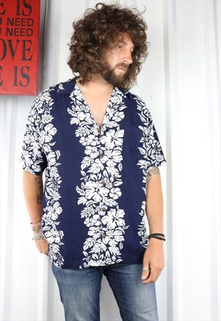 VINTAGE CRAZY PATTERN OVERSIZED SHORT SLEEVED HAWAIIAN SHIRT