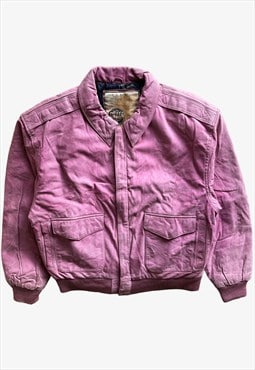 Vintage 90s Men's G-III Pink Leather Pilot Jacket