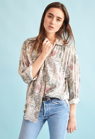 90'S RETRO SLOGAN PRINT OVERSIZED SHIRT TOP