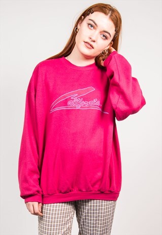 VINTAGE 90'S HOT PINK CALIFORNIA PRINT OVERSIZED SWEATSHIRT