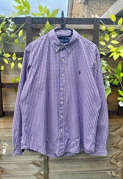 Vintage Ralph Lauren 1990s purple white check shirt large 