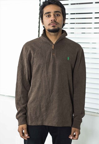 VINTAGE POLO RALPH LAUREN 1/4 ZIP JUMPER SWEATSHIRT M 17.7