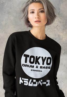 Tokyo Drum & Bass Sweatshirt Japanese DnB Logo Print Women