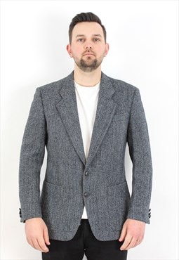 Herringbone Tweed Blazer UK 42 Wool Suit Jacket Coat L