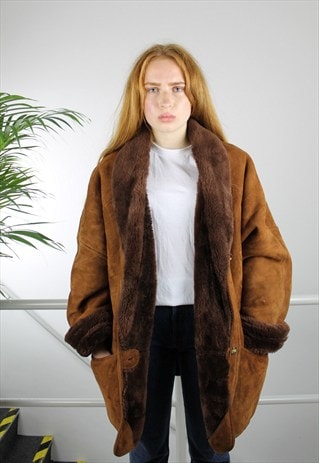 VINTAGE SHEARLING COAT BROWN