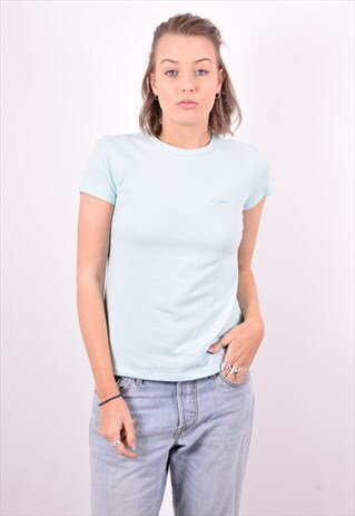 LOTTO WOMENS VINTAGE T-SHIRT TOP MEDIUM BLUE 90'S