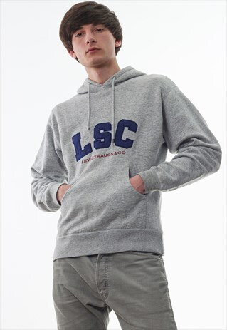 VINTAGE LEVIS HOODIE SWEATER 90S GREY BIG LOGO