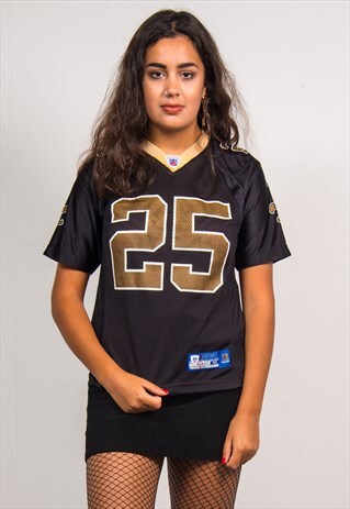 REEBOK 90'S BLACK NFL NEW ORLEANS SAINTS JERSEY