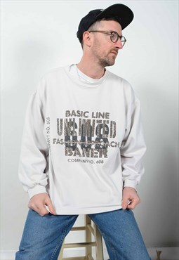 Vintage 00s  Sweatshirt Beige Graphic Print Unisex Size L 