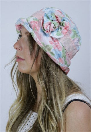 VINTAGE 90'S FLORAL PASTEL GRUNGE BUCKET HAT
