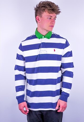 VINTAGE RALPH LAUREN STRIPED RUGBY POLO SHIRT
