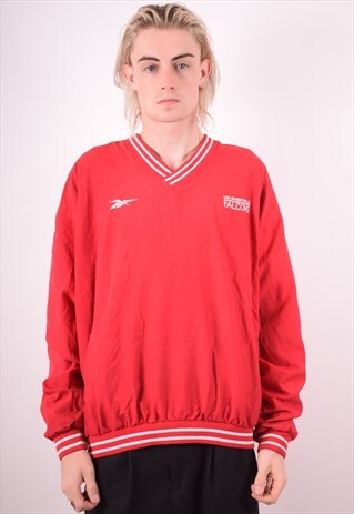 REEBOK MENS VINTAGE PULLOVER TRACKSUIT TOP LARGE RED 90S