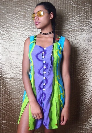 MULTI PRINT 90S STYLE DRESS