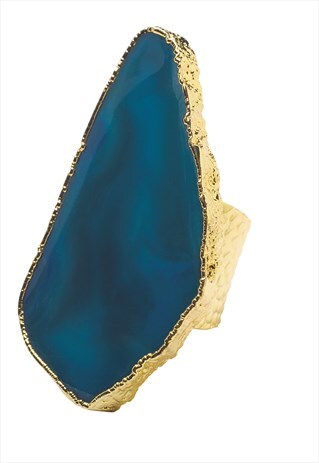 ULTRA MEGA OCEAN BLUE GEMSTONE GOLD STATEMENT RING