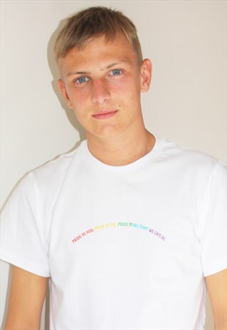 VESTITUS PRIDE RAINBOW SLOGAN CHARITY T-SHIRT WHITE