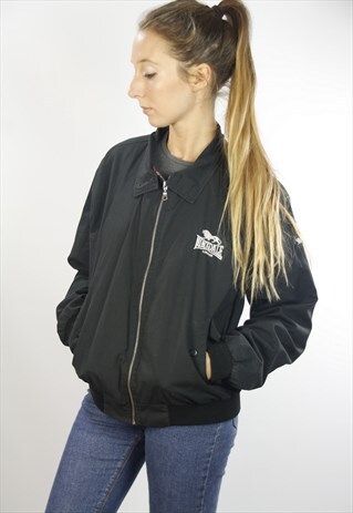 LONSDALE JACKET / BLACK BOMBER JACKET / 90S BOMBER JACKET