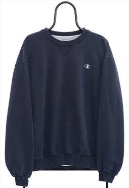 Vintage Champion Logo Navy Sweatshirt Mens