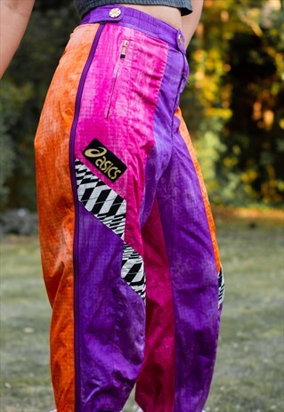 VINTAGE 90'S ASICS TRACKSUIT BOTTOMS IN MULTICOLOUR
