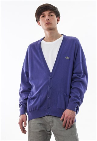 VINTAGE LACOSTE JUMPER SWEATER 90S PURPLE KNITTED