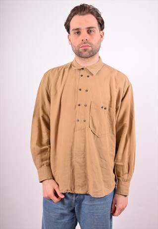 MENS VINTAGE SHIRT LARGE BEIGE 90S