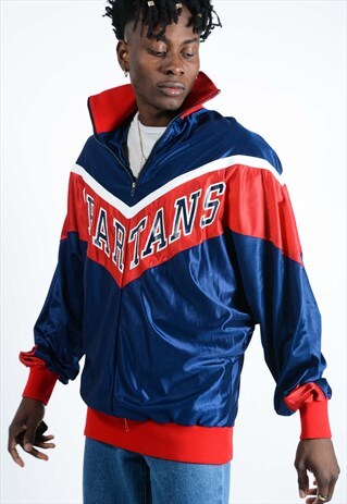VINTAGE 1/4 ZIP TRACK JACKET WITH SPARTANS PRINT.
