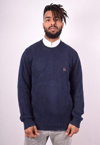 TOMMY HILFIGER MENS VINTAGE JUMPER SWEATER MEDIUM NAVY BLUE