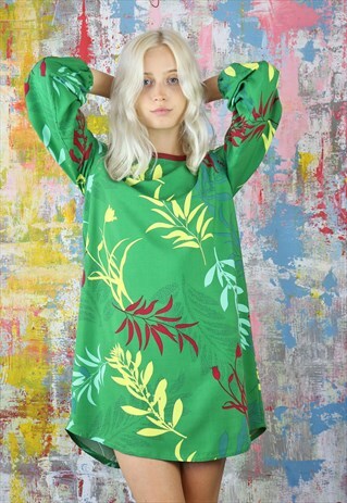 RELAX FIT DRESS IN PICASSO GREEN BOTANICS