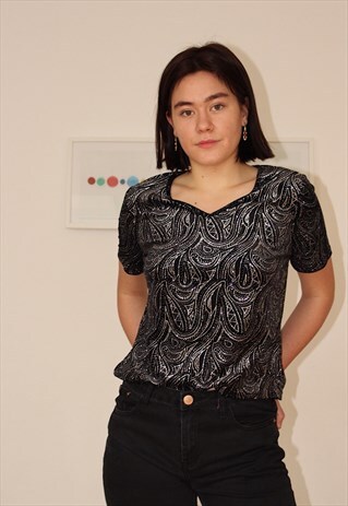BLACK AND SILVER PARTY TOP