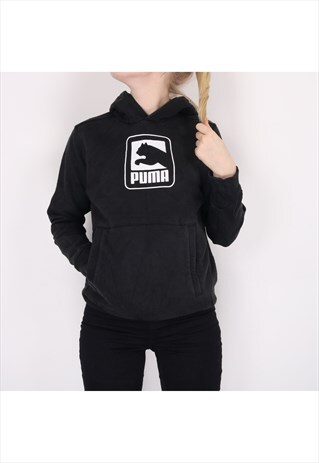 Puma - Black Printed Spellout Crewneck Sweatshirt - Large