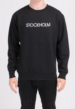 BLACK STOCKHOLM SWEATSHIRT - EMBROIDERED