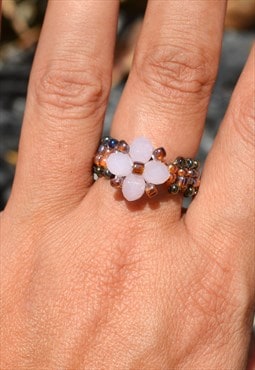 Handmade multi color ring,glass beaded ring