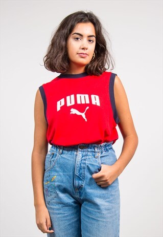 90'S VINTAGE RED PUMA SPORTS VEST T-SHIRT