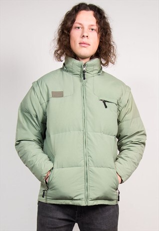 VINTAGE 90'S GREEN FILA PADDED PUFFER PUFFA JACKET COAT