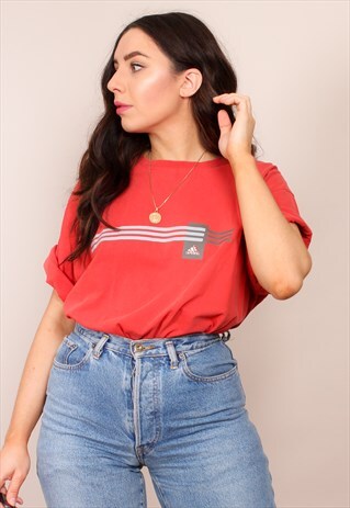 VINTAGE 90S RED ADIDAS T-SHIRT