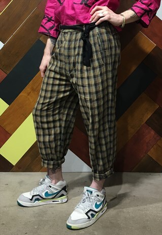 VINTAGE 80'S BAGGY, TAPERED COTTON TROUSERS