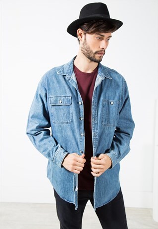 VINTAGE POLO RALPH LAUREN DENIM SHIRT / S4910