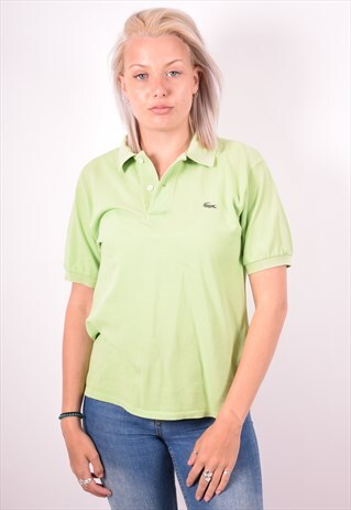 LACOSTE WOMENS VINTAGE POLO SHIRT MEDIUM GREEN 90S