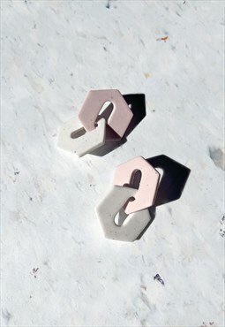 Handmade Pink White Link Earrings Modern Hypoallergenic