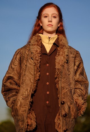 SHEARLING VINTAGE PRINTED COAT
