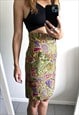 RETRO COLORFUL ABSTRACT PENCIL SKIRT - M