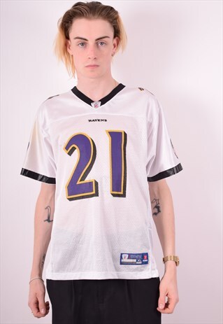 REEBOK MENS VINTAGE BALTIMORE RAVENS JERSEY TOP XL WHITE 90S
