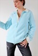 90s Zip Up Fleece Jacket Faux Shearling Vintage Jacket Blue